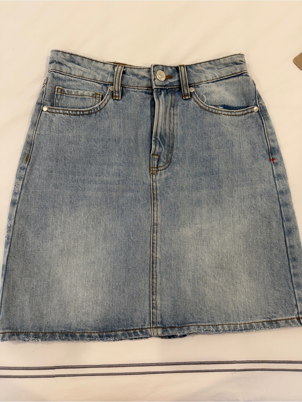 Light Wash Denim A-Line Mini Skirt